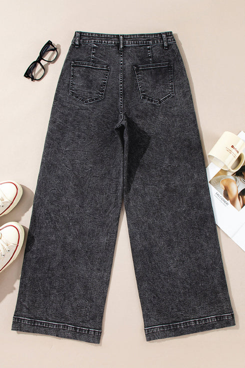 Patch Pocket Straight Leg Loose Fit Jeans